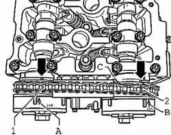 Combining marks on the phase shifters scored timing cover