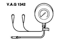 The pressure gauge to check the oil pressure