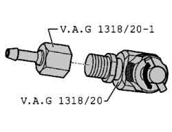 Valve T-shaped portion of the adapter VAG 1318/20