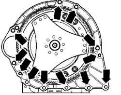 Bolts of fastening of a transmission to the engine