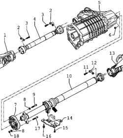 The propeller shaft and the front main gear