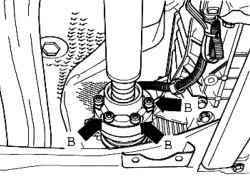 Fixing bolts of the front propeller shaft on the flange of the PTO shaft transfer case