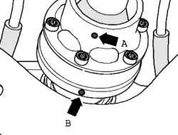 The marking on the rear propeller shaft and flange / propeller shaft