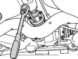 Unscrewing bolts rear propeller shaft at the rear of the main transmission