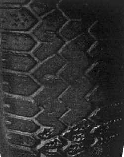 The spots on the tread wear due to braking with locked wheels