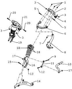 The components of the front suspension