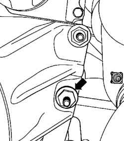 Upper mounting bolt on the side of the starter gearbox