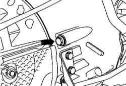 Upper mounting bolt on the side of the starter gearbox