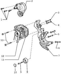 Components of the three-phase generator, air-cooled (6-cyl. Engine with injection)