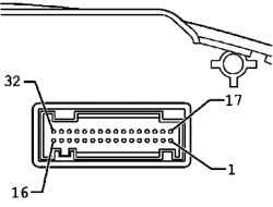 Connector, 32-pin, blue