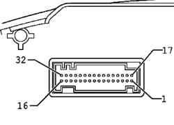 Connector, 32-pin, green